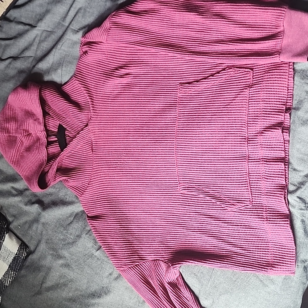 Gap L Waffle Knit Hoodie Mulberry